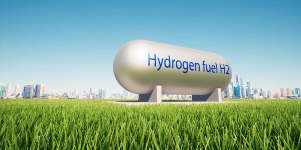 Hydrogen renewable metal fuel tank Green energy concept h2 energy storage system 3d render