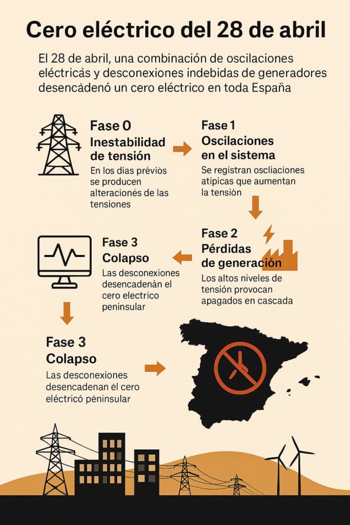 Infografía de las fases de cero eléctrico del 28 de abril